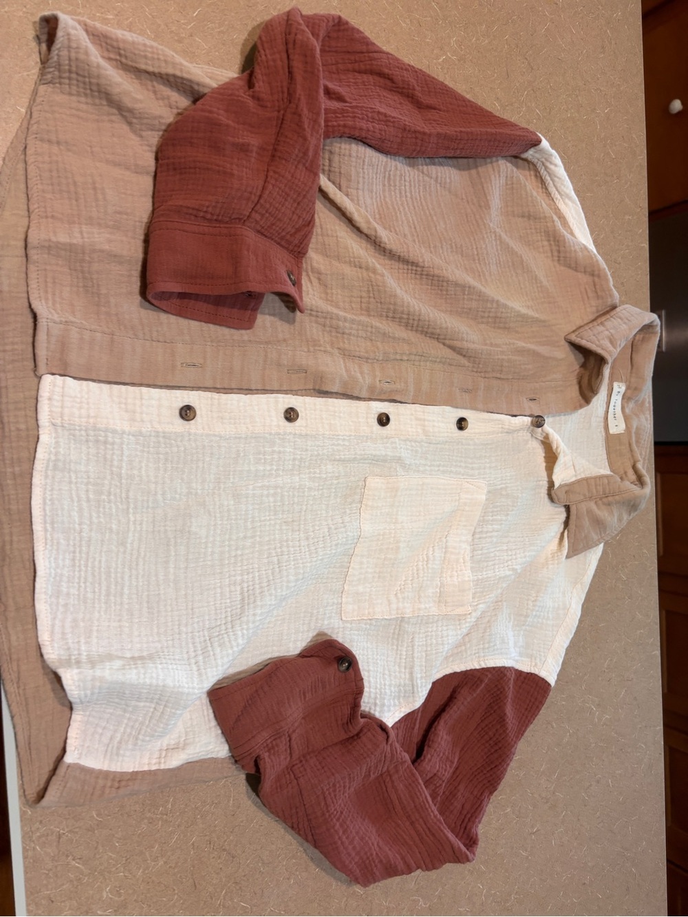 Linen colorblock button down - Picture 2 of 3